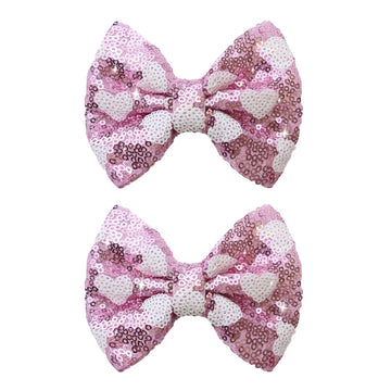 Red Sequin Hair Clips Red Love Heart Hair Bows For Girls Red Alligator Clips Sparkly Glitter Hair Accessories For Children Toddl