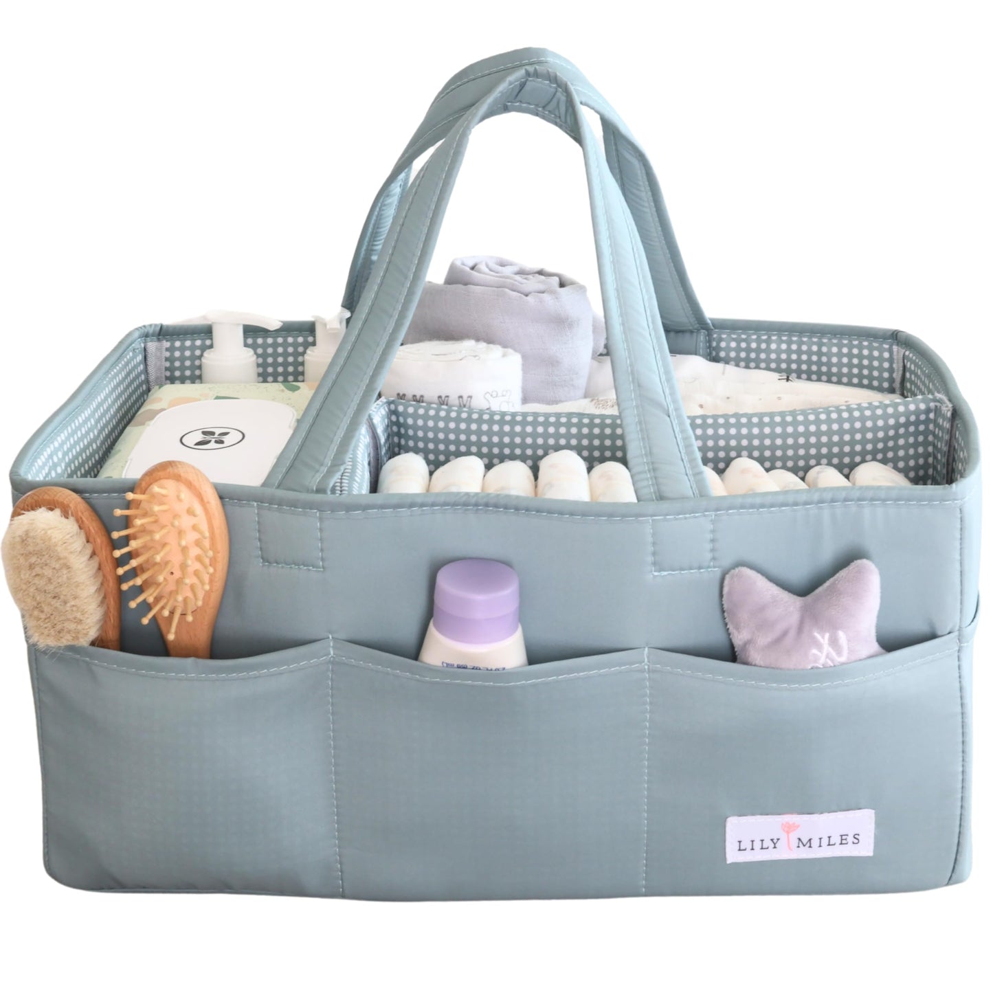 Lily Miles Baby Diaper Caddy Organizer, Wipeable Diaper Organizer Basket with 8 Pockets for Newborn Essentials, Nursery Tote Bag