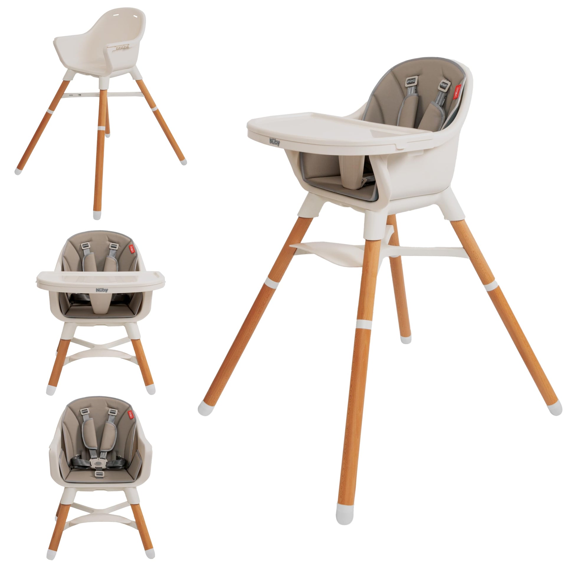 Nuby 4-In-1 Baby High Chair Seat With Removable Tray - 6+ Months To 3 Years - Adjustable Toddler Chair For Eating - Holds Up To