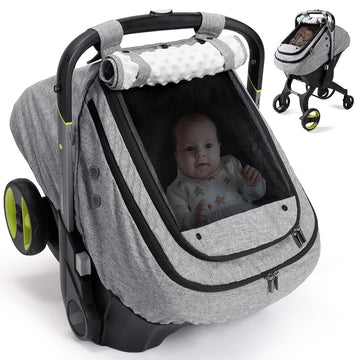 Bioby Waterproof Baby Car Seat Cover, Infant Car Seat Cover For Boy Girl, Roomy Cozy Windproof Sun Protection Baby Carseat Cover