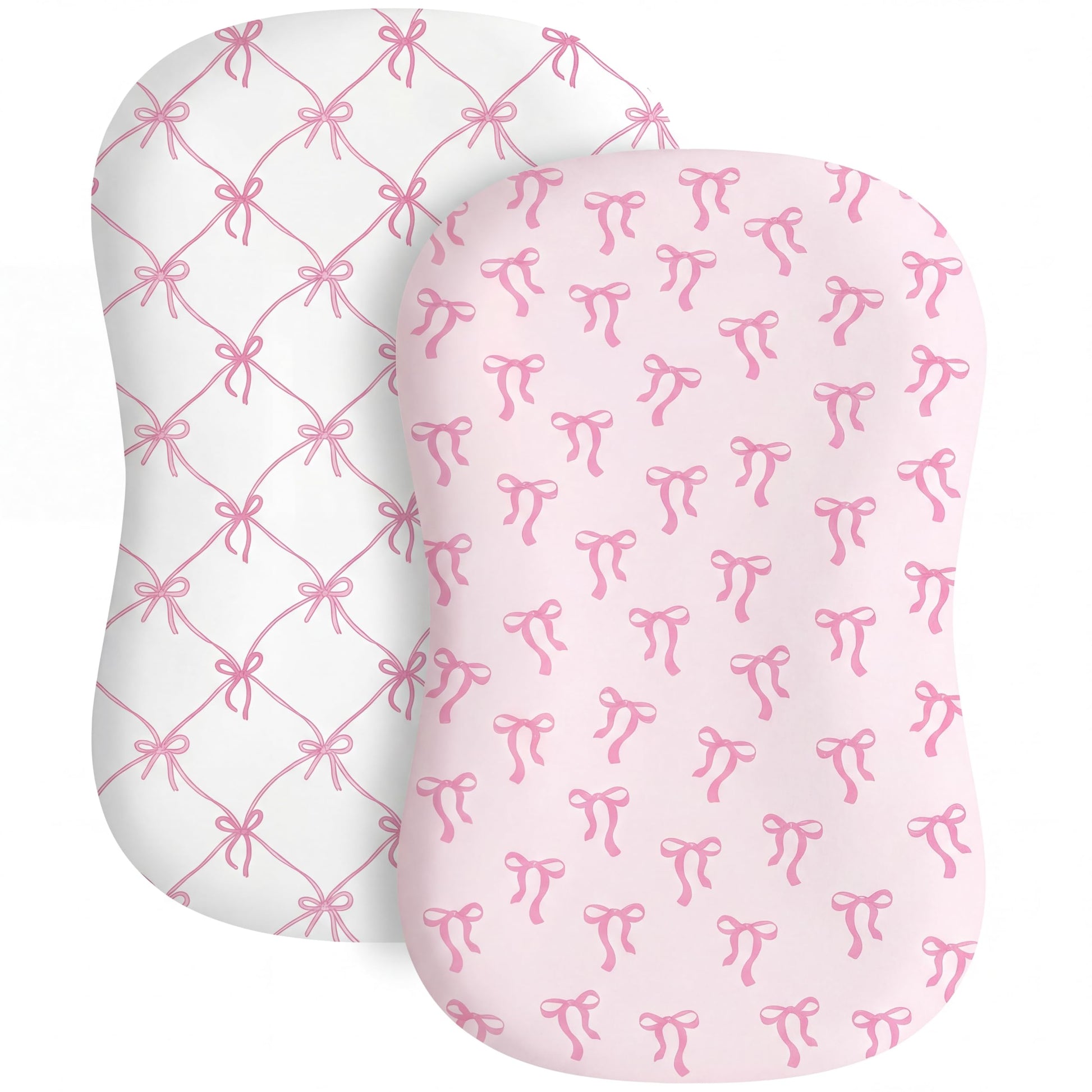 CroBlissful 2 Pack Pink Bow Baby Lounger Cover Stretchy and Soft Infant Lounger Cover Breathable and Soft Baby Nest Slipcover fo