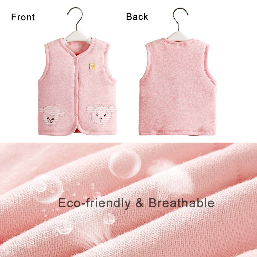 Xyiyi Baby Warm Jacket Cotton Vest, Unisex Infant Toddler Padded Waistcoat Pink