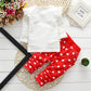 Cute Toddler Baby Girls Clothes Set Long Sleeve T-Shirt And Pants Kids 2Pcs Outfits (White+Red, 3-6 Months)