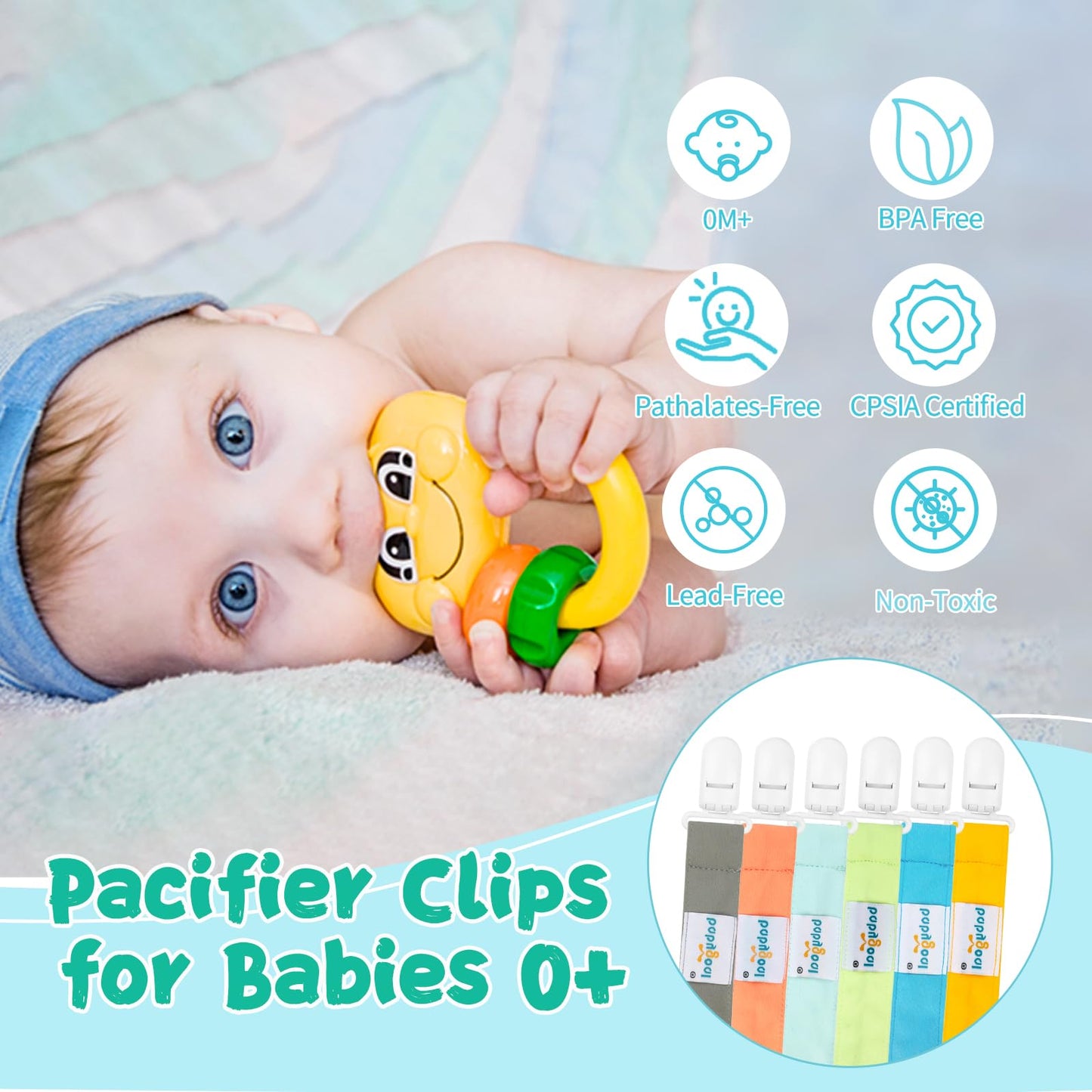 Babygoal Neutral Pacifier Clips, 6 Pack Paci Holder Clips For Boys And Girls Fits For Most Baby Pacifier, Binky Styles,Teethers