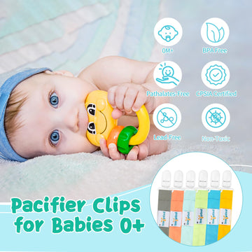 Babygoal Neutral Pacifier Clips, 6 Pack Paci Holder Clips For Boys And Girls Fits For Most Baby Pacifier, Binky Styles,Teethers
