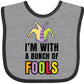 Inktastic Im With A Bunch Of Fools With Jester Hat April Fools Day Baby Bib Heather And Black 34F23