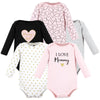 Hudson Baby Unisex Baby Cotton Long-Sleeve Bodysuits, Girl Mommy, 6-9 Months