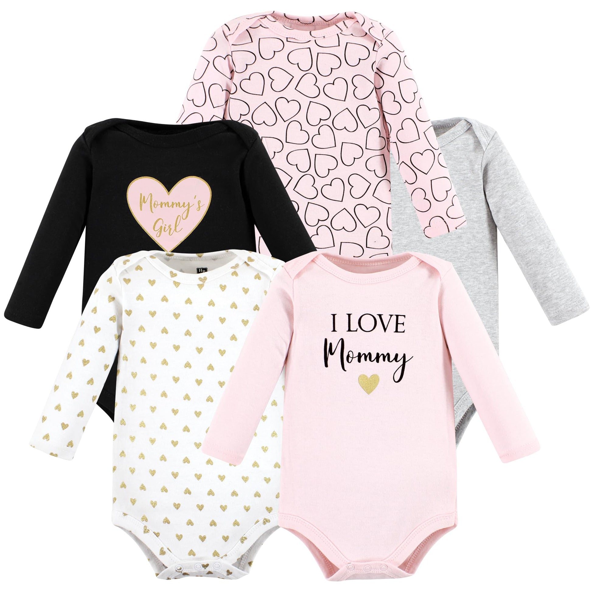 Hudson Baby Unisex Baby Cotton Long-Sleeve Bodysuits, Girl Mommy, 6-9 Months