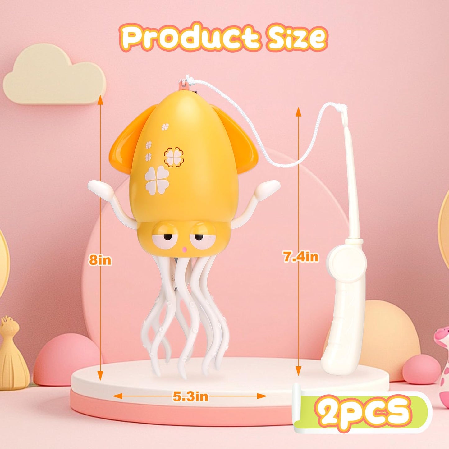 Vodolo 2pcs Magic Electric Dancing Octopus Toy with Led Light and Music,Baby Must Haves Tummy Time Baby Toys,Yellow