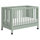 babyletto Maki 2-in-1 Portable Folding Crib with Toddler Bed Conversion Kit in Light Sage, Greenguard Gold Certified