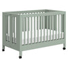 babyletto Maki 2-in-1 Portable Folding Crib with Toddler Bed Conversion Kit in Light Sage, Greenguard Gold Certified