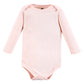 Hudson Baby Unisex Baby Cotton Long-Sleeve Bodysuits, Cinnamon Pink Prints 3-Pack, 3-6 Months