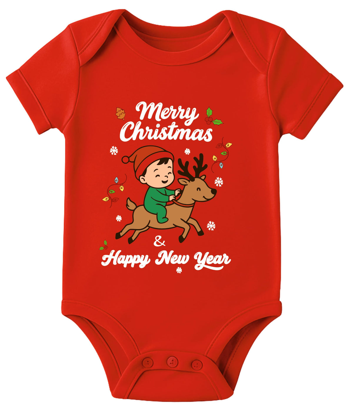 Dearglad Merry Christmas & Happy New Year Baby Romper | 100% Cotton Unisex Infant Bodysuit | Soft Festive Outfit For 012 Months