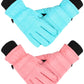 2 Pairs Kids Winter Ski Gloves Waterproof Warm Snow Mittens Full Finger Gloves for Toddlers Infants (Blue, Pink,5-10 Years)