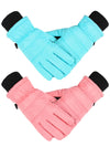 2 Pairs Kids Winter Ski Gloves Waterproof Warm Snow Mittens Full Finger Gloves for Toddlers Infants (Blue, Pink,5-10 Years)