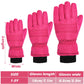 Boao 2 Pairs Kids Winter Ski Gloves Waterproof Warm Snow Mittens Full Finger Gloves For Toddlers Infants (Violet, Rose Red, 1-3