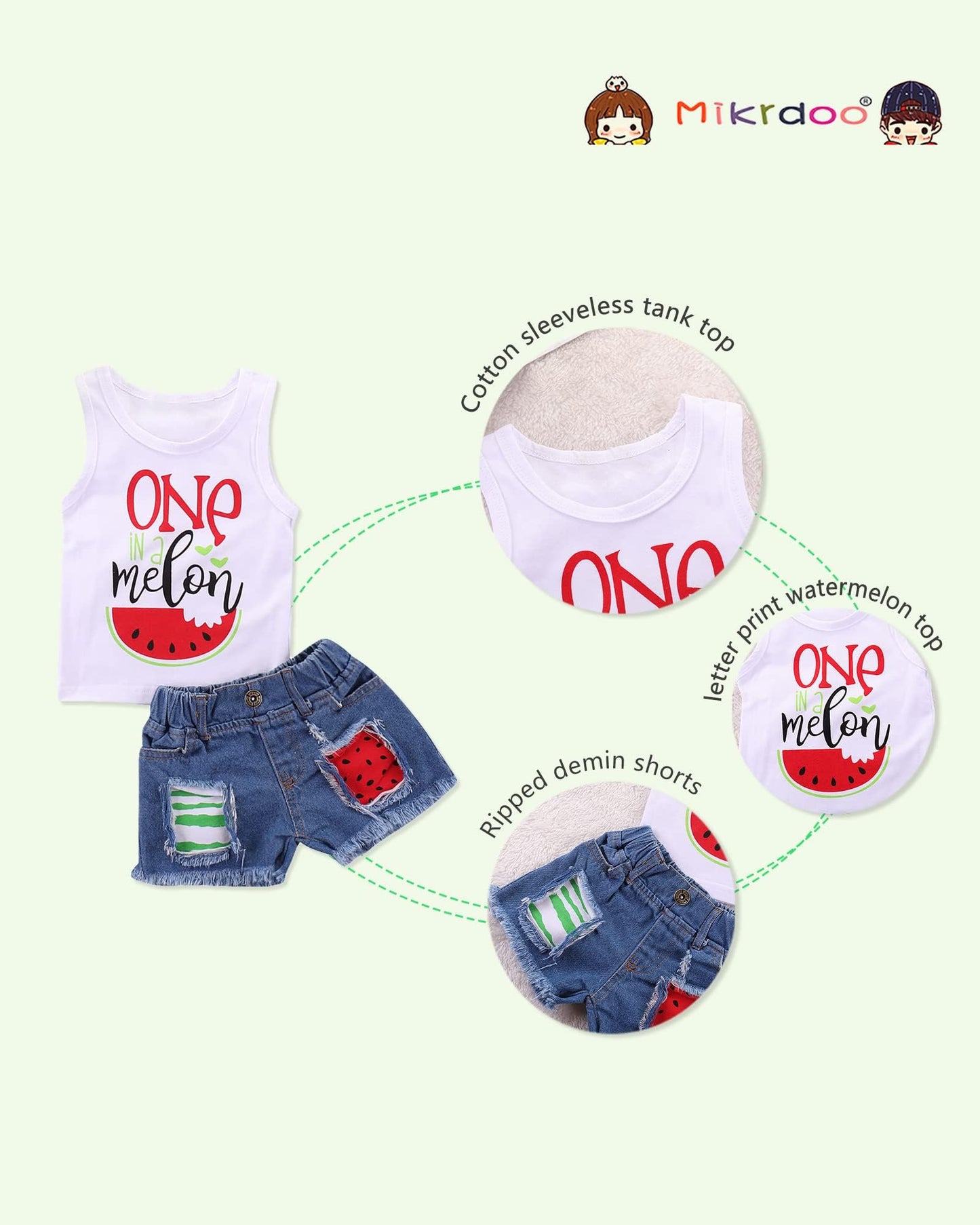 Mikrdoo Toddler Girl Clothes White Sleeveless Tank Top + Denim Shorts Set 2Pcs Little Kid Girl Clothes (2-3 Years, White)