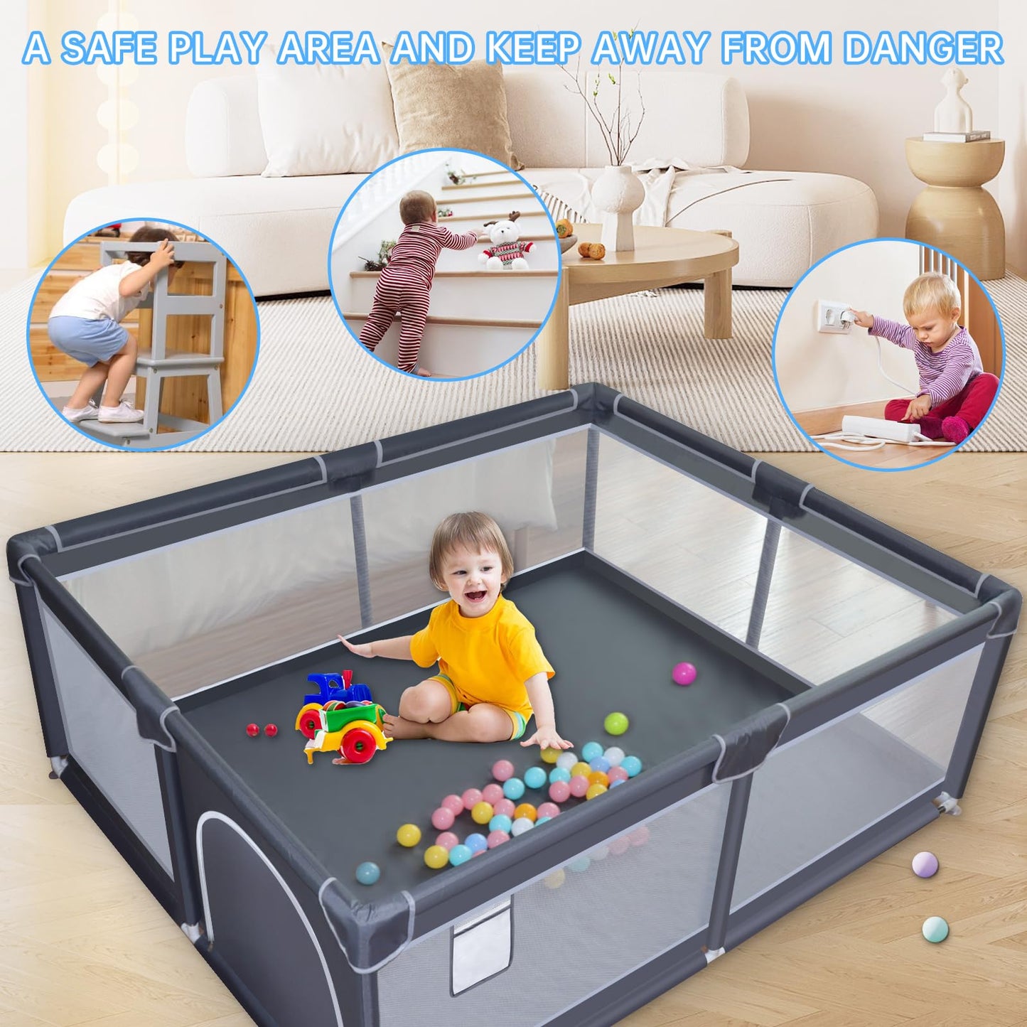 Xvishx Baby Playpen, 50 X 50 Inch Baby Playard, Playpen For Babies And Toddlers, Baby Fence Play Pen For Indoor & Outdoor, With