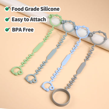 Toy Straps For Baby, Pacifier Holder Clip With Self-Adjusting Bayonet, Pure Silicone Material Without Bpa; Can Be Used For Teeth