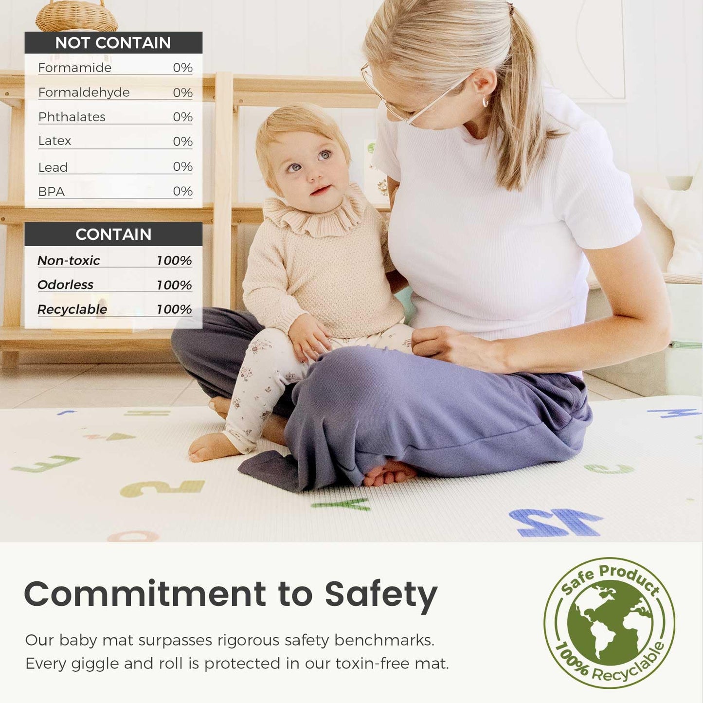 Tiny Land Baby Crawling Mat Reversible Baby Play Mat 78' X 55' Waterproof Non-Slip Larger Playmat Odorless Foam Floor Mat For