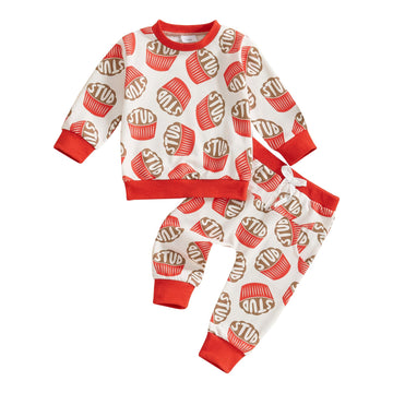 Adobabirl Toddler Baby Boy Valentines Day Outfit Letter Print Crewneck Sweatshirt And Pants Set Fall Winter Spring Clothes (Stud