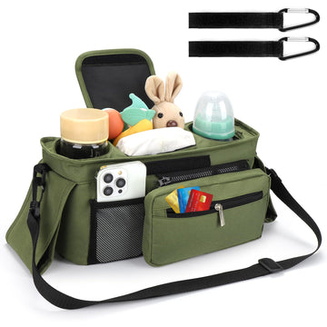 Accmor Universal Stroller Organizer With Insulated Cup Holder Detachable Phone Bag And Shoulder Strap, Stroller Bag Caddy Organi