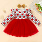 Baby Girls Valentine'S Day Outfits Long Sleeve Stripe Heart Print Tutu Skirts Ruffle Dress Toddler Girl Clothes(Red,1-2T)