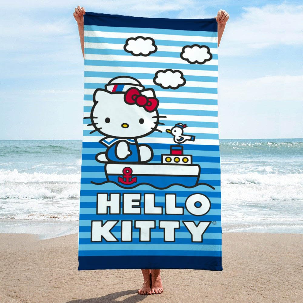 Jay Franco Hello Kitty Bath Pool Beach Towel - Nautical Super Soft & Absorbent 100% Cotton Towel, Measures 28 X 58