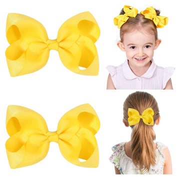 2 Pcs 4.5 ' Hair Bows For Girls Alligator Clips Grosgrain Ribbon Solid Color Hair Accessories For Little Teen Toddler Girls Kid