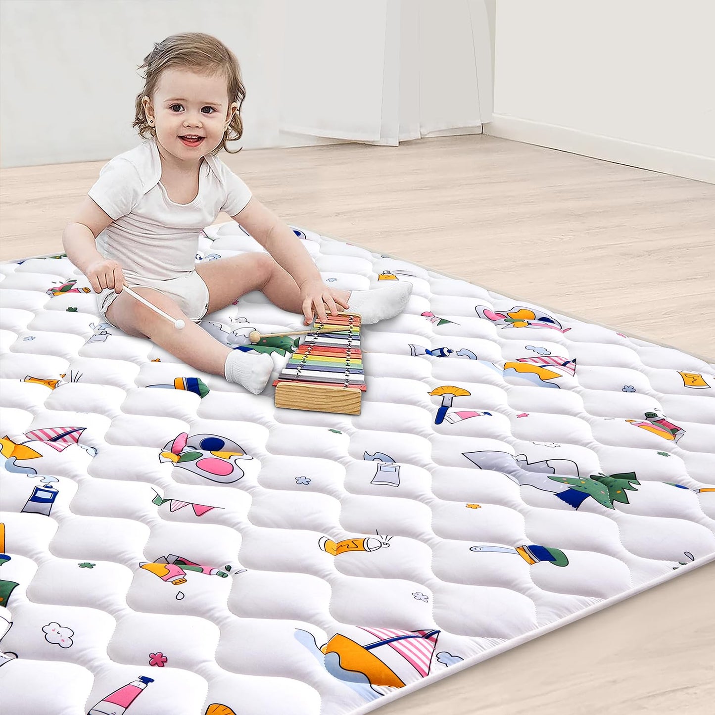 Vibe Bear High-Density Sponge Baby Play Mat,36X36 Inches Thicken One-Piece Infants Crawling Mat,Comfortable And Soft Baby Playma
