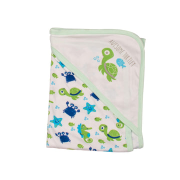 mittenbooty Baby Hooded Wrap Single Ply Tortoise PrintGreen
