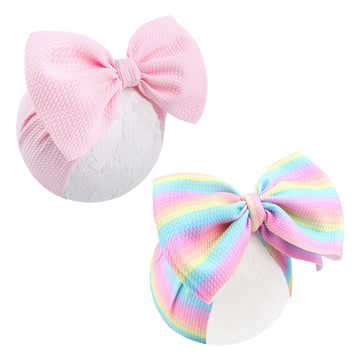 ONENINEDREAM Rainbow Headbands for Baby Girls Hair Bows 2pcs Newborn Infant Toddler Kids Hair Accessories Pink Head Bow Colorful