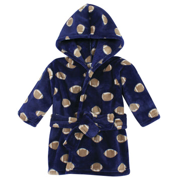 Hudson Baby Unisex Baby Plush Animal Face Bathrobe, Football, 0-9 Months
