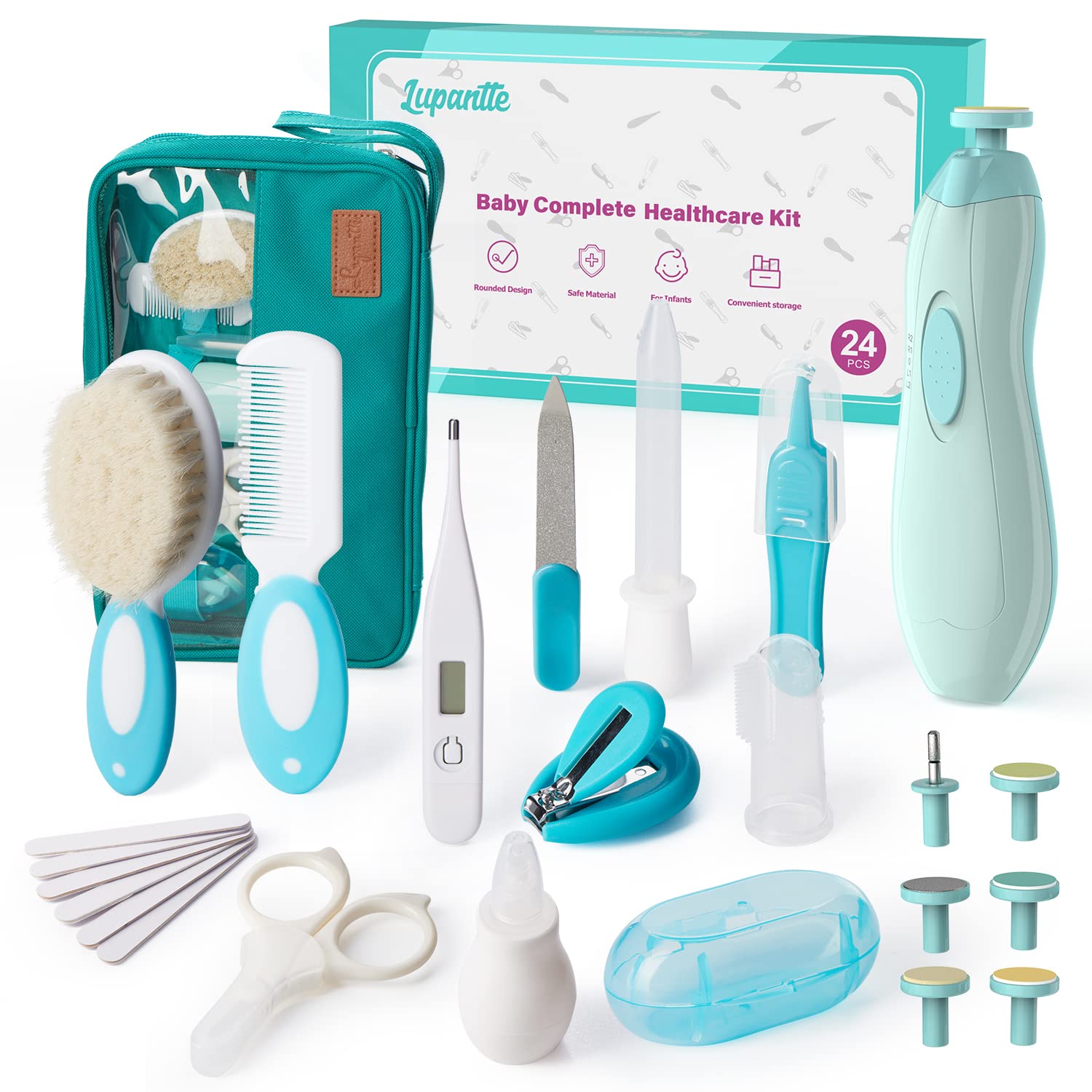Baby Healthcare And Grooming Kit, 24 In 1 Baby Electric Nail Trimmer Set, Lupantte Nursery Care Kit, Toddler Nail Clippers, Medi