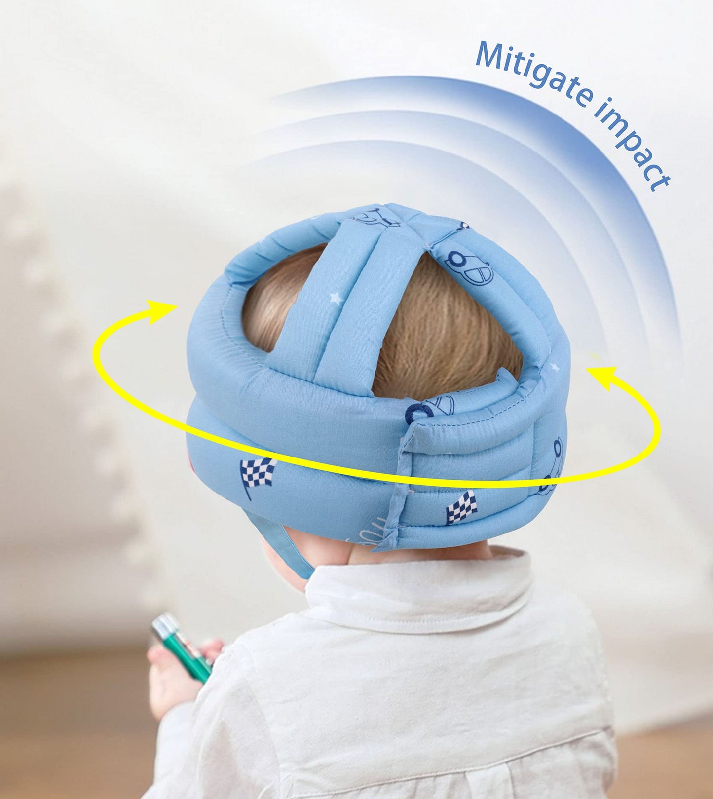 Simplicity Baby Safety Helmet Toddler Head Protection Adjustable Head Cushion Bumper Bonnet Sky Blue Letter Car