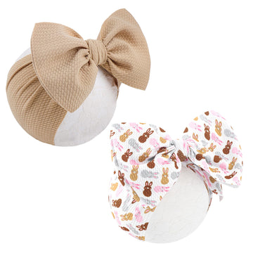 YanJie 7  Easter Headband Bow Baby Girl Headbands Rabbit Egg Carrots Printed Nylon Hairbands Bunny Headband Bows Easter Hair Acc