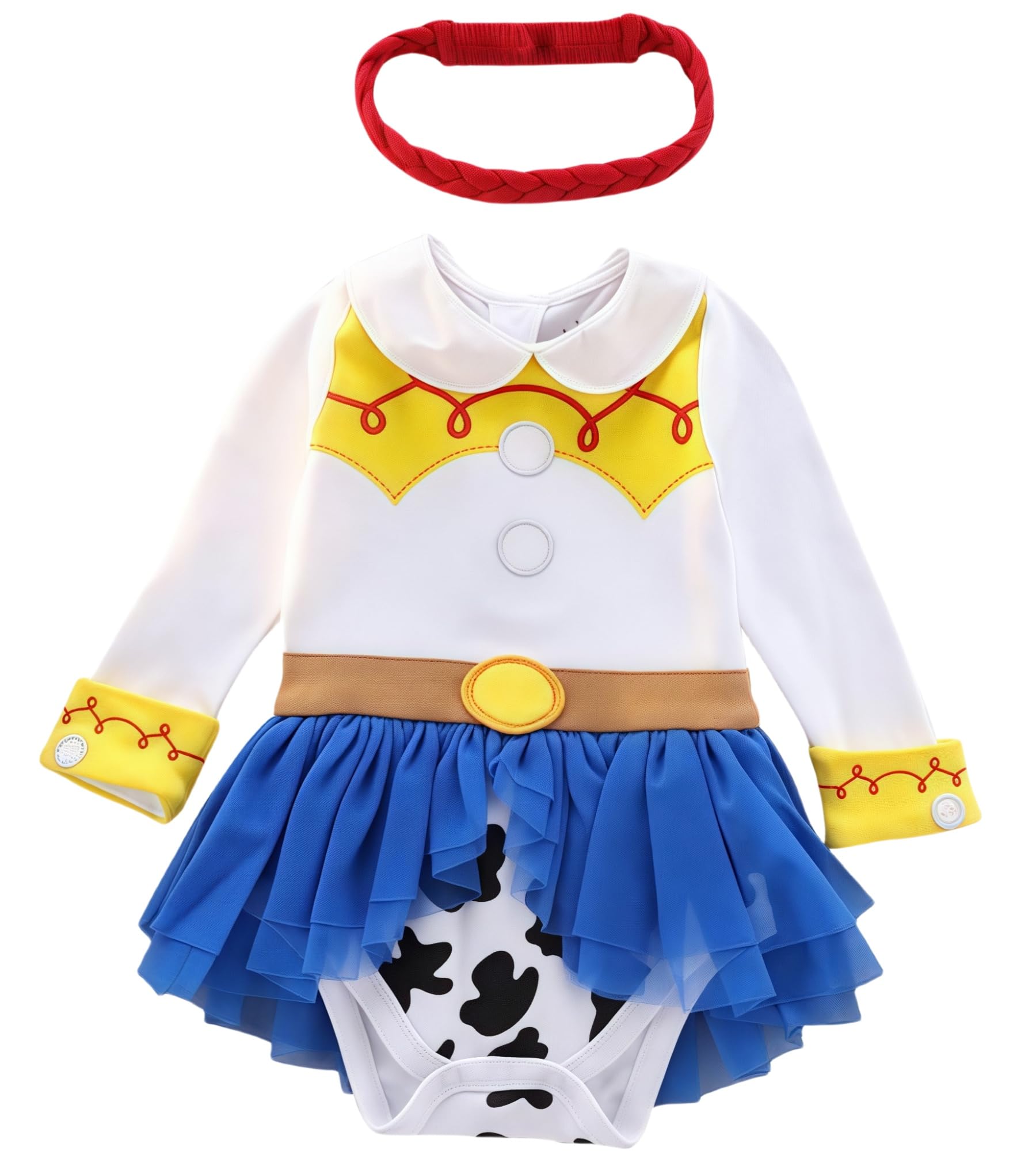 Princess Dresses Baby Girls Cowgirl Costume for Infant Romper Onesie Babysuit Birthday Christmas Halloween with Headband 12-18Mo