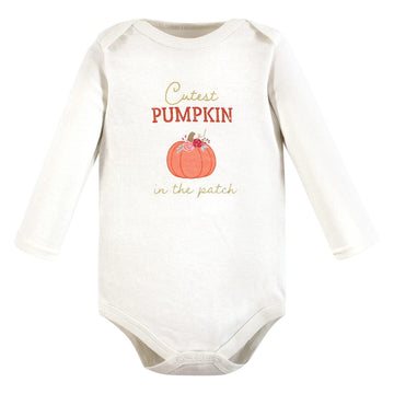 Hudson Baby Unisex Baby Cotton Long-Sleeve Bodysuits Cutest Pumpkin 3-Pack, 18-24 Months