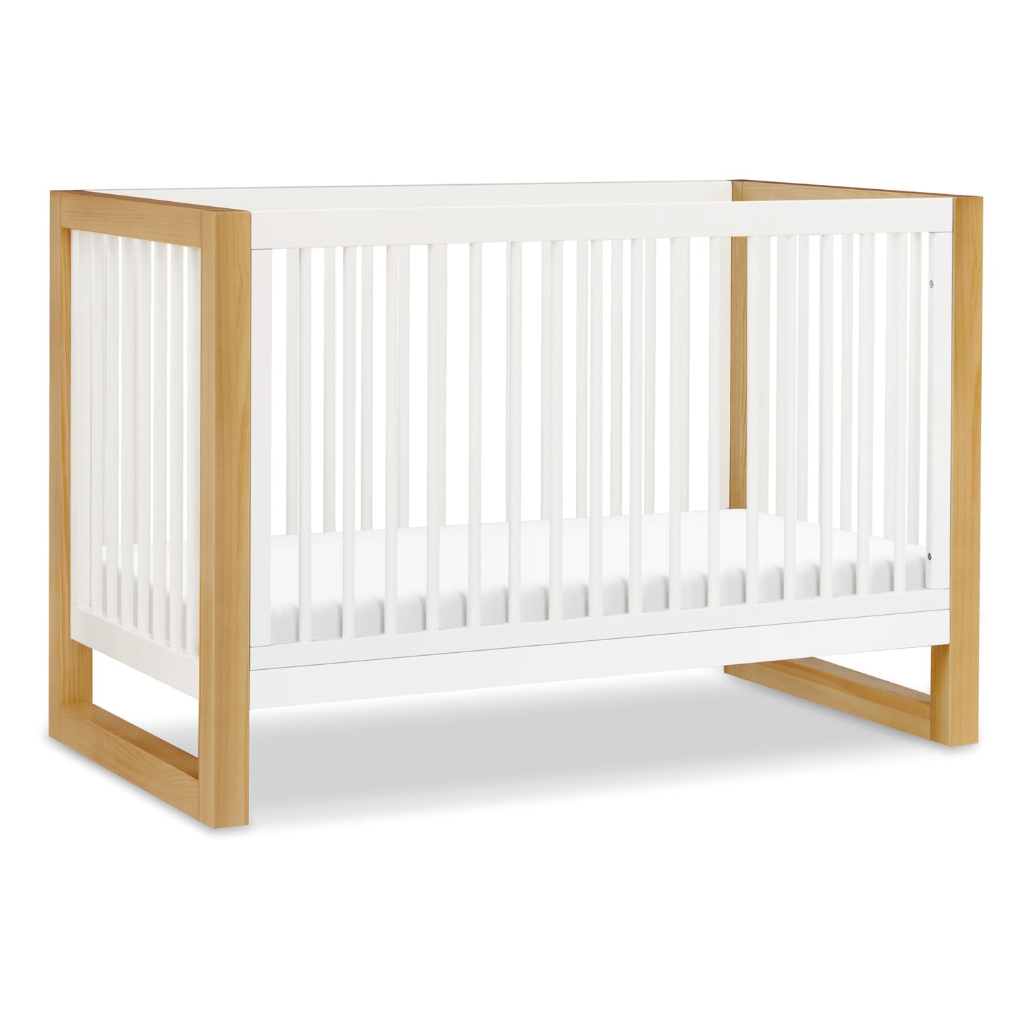 NAMESAKE Nantucket 3-in-1 Convertible Crib with Toddler Bed Conversion Kit in Warm White and Honey, Greenguard Gold Certified (M