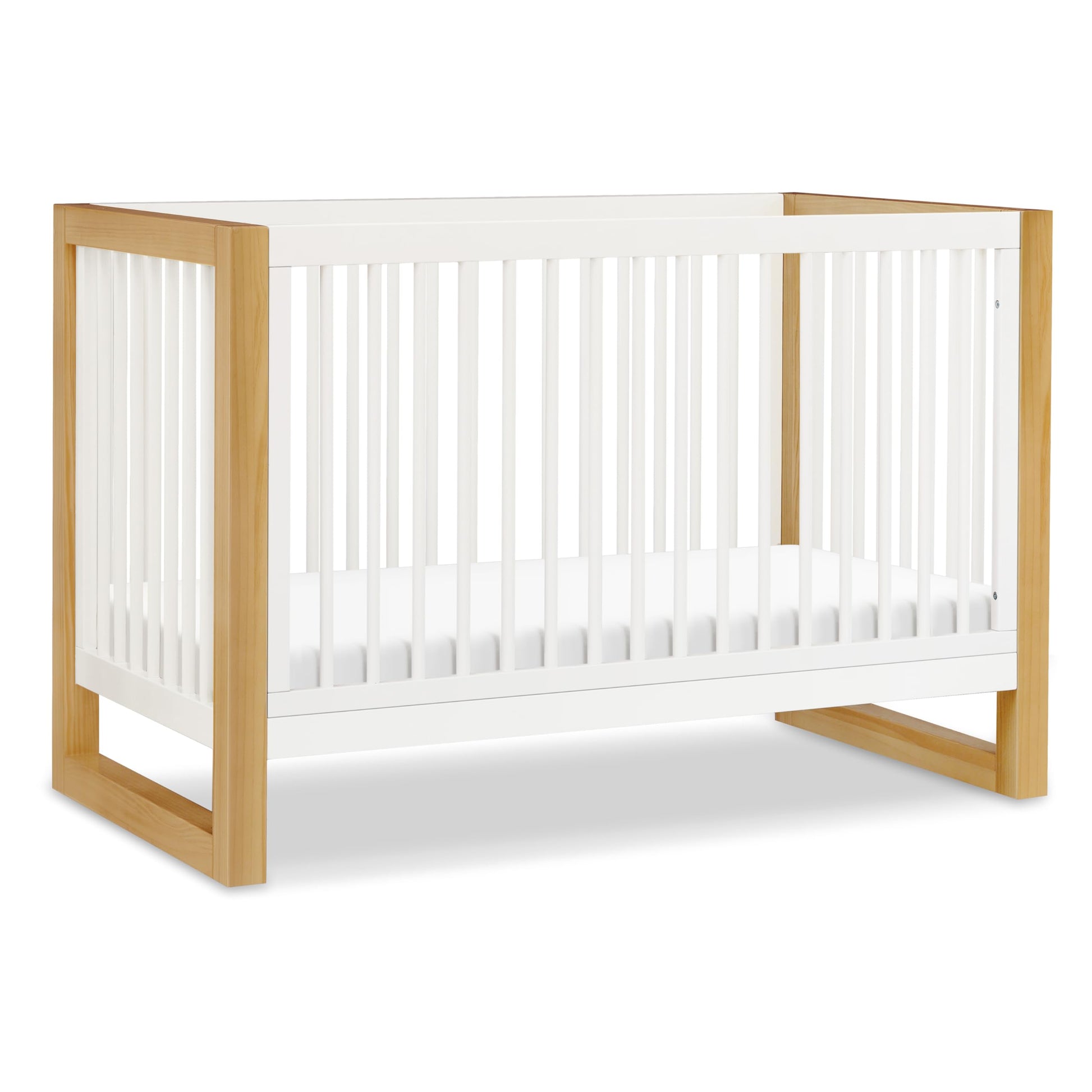 NAMESAKE Nantucket 3-in-1 Convertible Crib with Toddler Bed Conversion Kit in Warm White and Honey, Greenguard Gold Certified (M