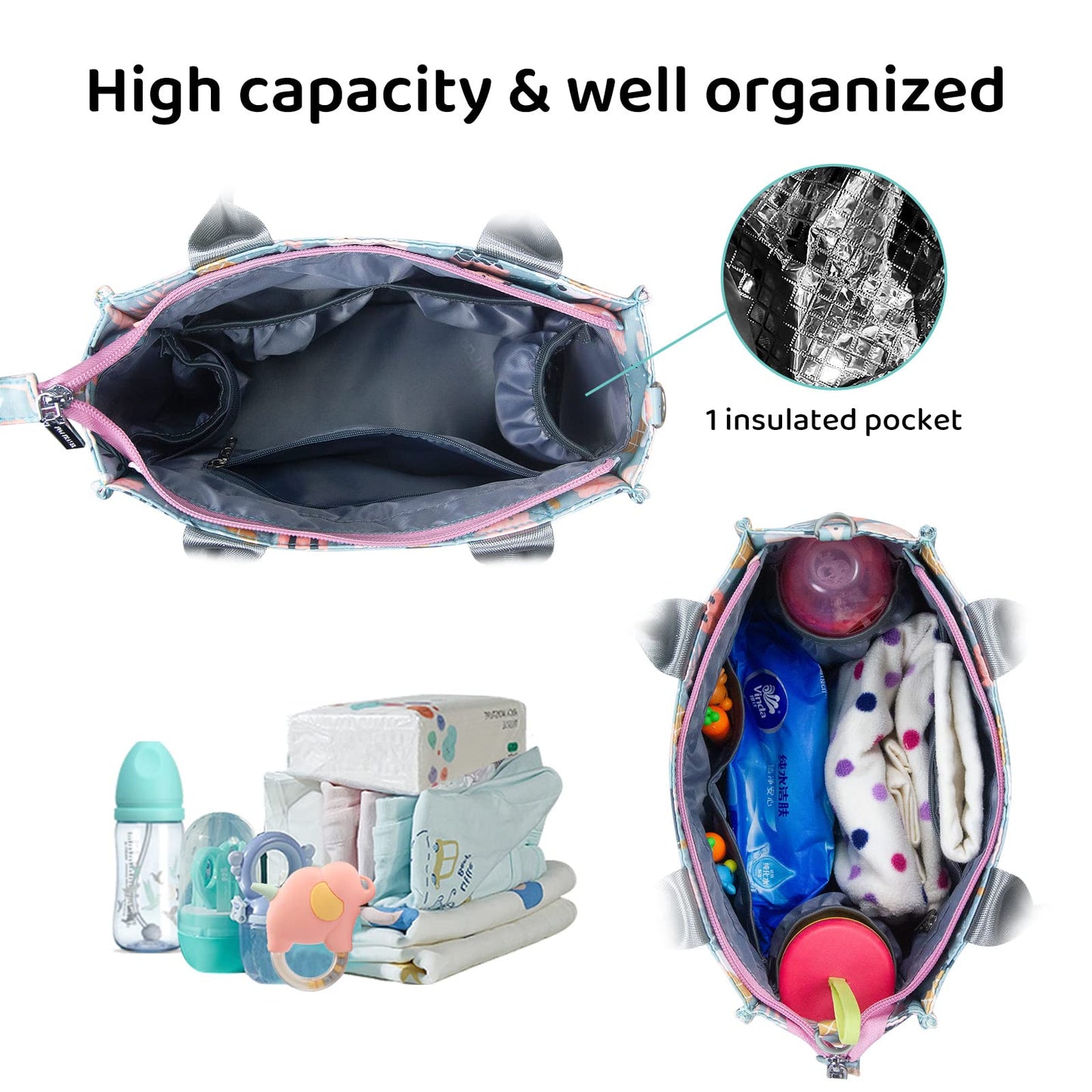 Pheben Small Diaper Bags Waterproof Travel Tote Mini Diaper Bag Multi-Function Baby Bags Crossbody Purse(Cartoon Dessert)