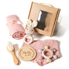 Youuys Baby Gift Set For Newborn - Baby Essential Bath Basket Gift Set With Baby Blanket Baby Rattle Teether Toy & Hair Brush Ne