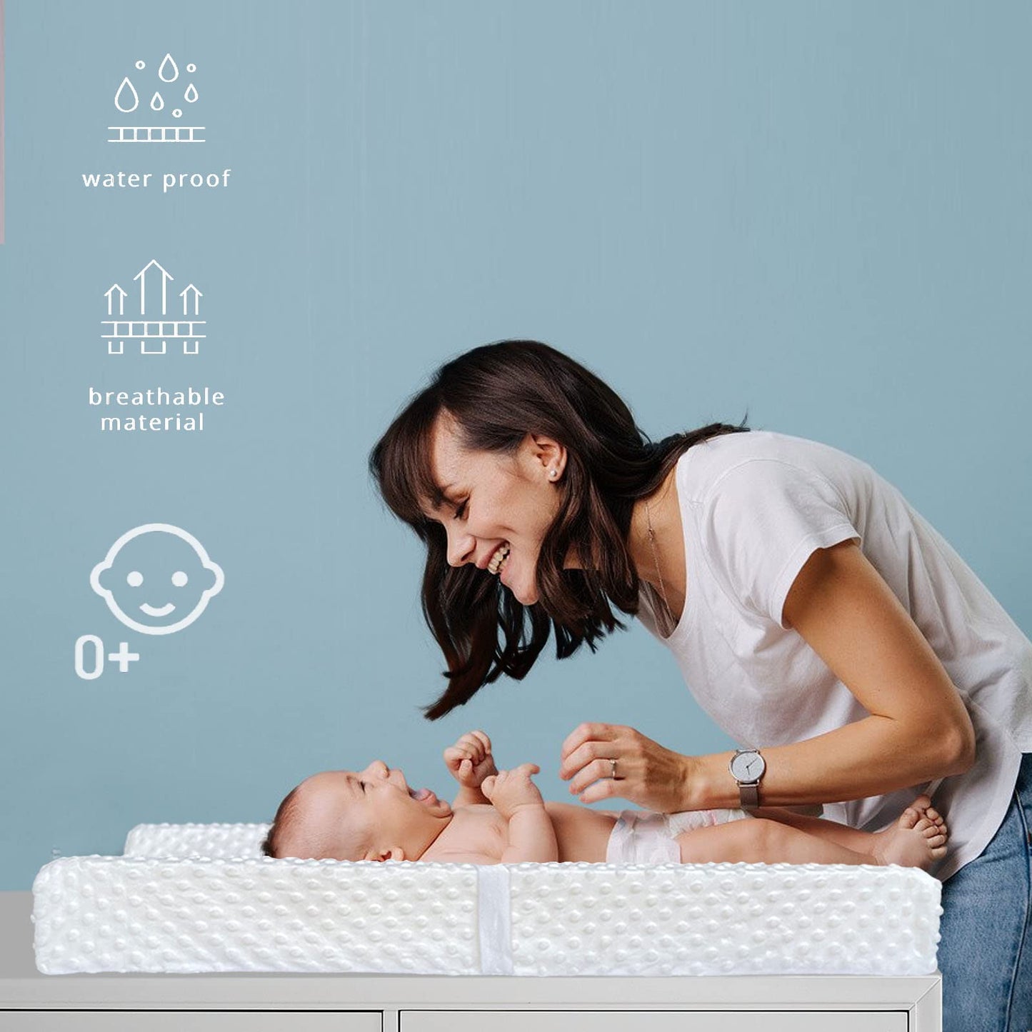 Yening Baby Diaper Changing Pad For Dresser Top With Cover Waterproof Lining Foam Contoured Changing Table Pads Topper White