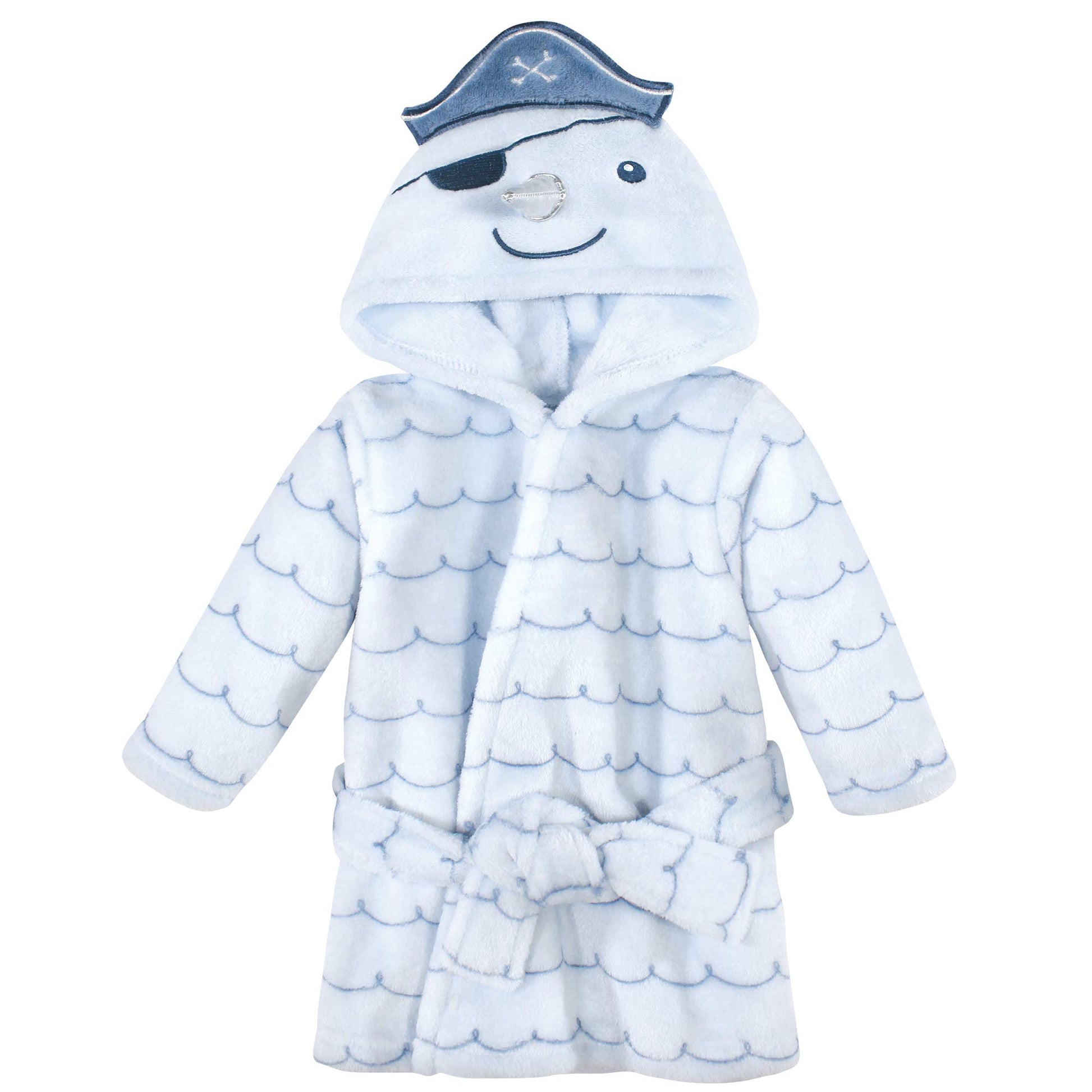 Hudson Baby Unisex Baby Plush Animal Face Bathrobe, Narwhal, 0-9 Months