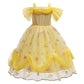 Fmyfwy Girls Belle Princess Fancy Dress Beauty And Beast Outfits Halloween Christmas Birthday Lace Gown W/Accessories,Yellow 011
