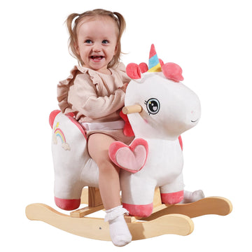 labebe Baby Rocking Horse with Seat Belt,Ride Unicorn Bouncer for Kid 6 Month -3 Years,Stuffed Animal Rocker,Riding Toy for Baby
