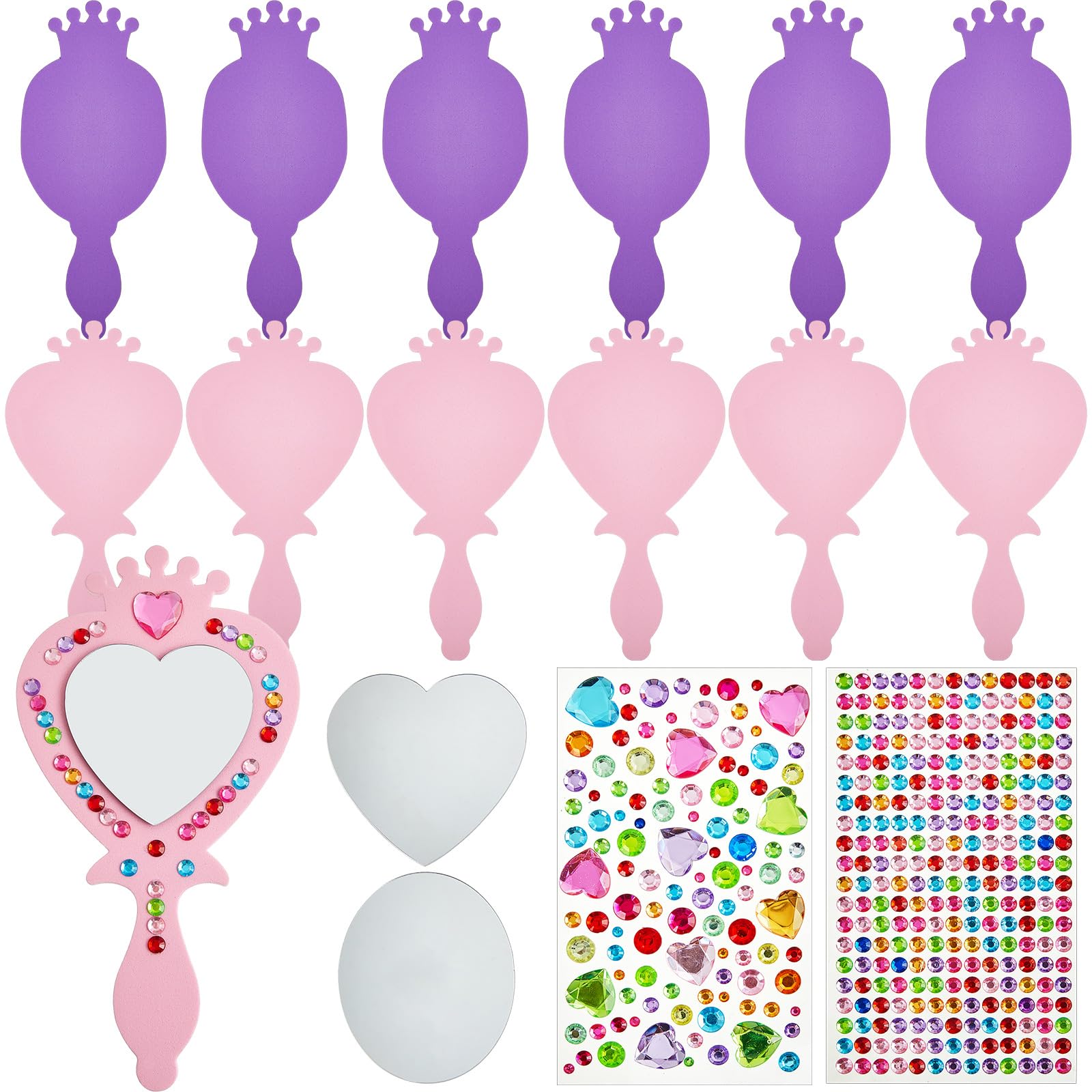 Liliful 12 Pack Princess Foam Mirror Kits Decorate Your Own Princess Mirrors Party Supplies Kids Unbreakable Toy Crafts for Girl