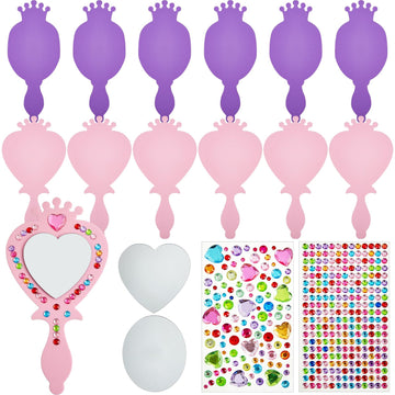 Liliful 12 Pack Princess Foam Mirror Kits Decorate Your Own Princess Mirrors Party Supplies Kids Unbreakable Toy Crafts for Girl