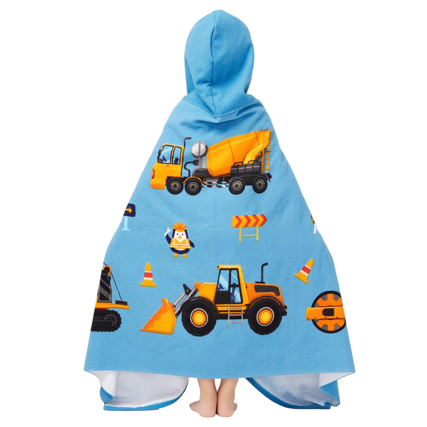 Gealaek Hooded Towel For Toddlers 2-10 Years Boys Girls Kids Bath Pool Beach Towel Wrap Soft Absorbent Beach Poncho(Construction