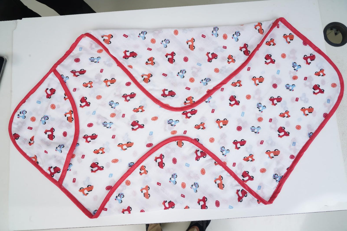 kin and tin Muslin red Border Hooded Towel